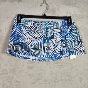 Bleu Rod Beattie Swimwear Womens 8 Navy Tropical Leaf Print Swim Skirt Resort